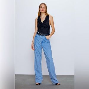 Zara Cowl Neck Fringe Bodysuit